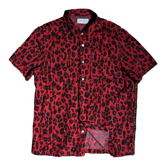 Ovadia & Sons Red Leopard Short Sleeve Button Shirt - Picture 2 of 7